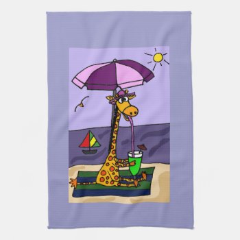 Funny Giraffe At The Beach Towel by tickleyourfunnybone at Zazzle