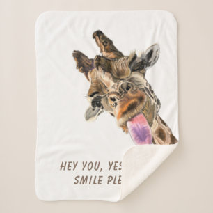 Funny Giraffe Baby Sherpa Blanket Custom Text