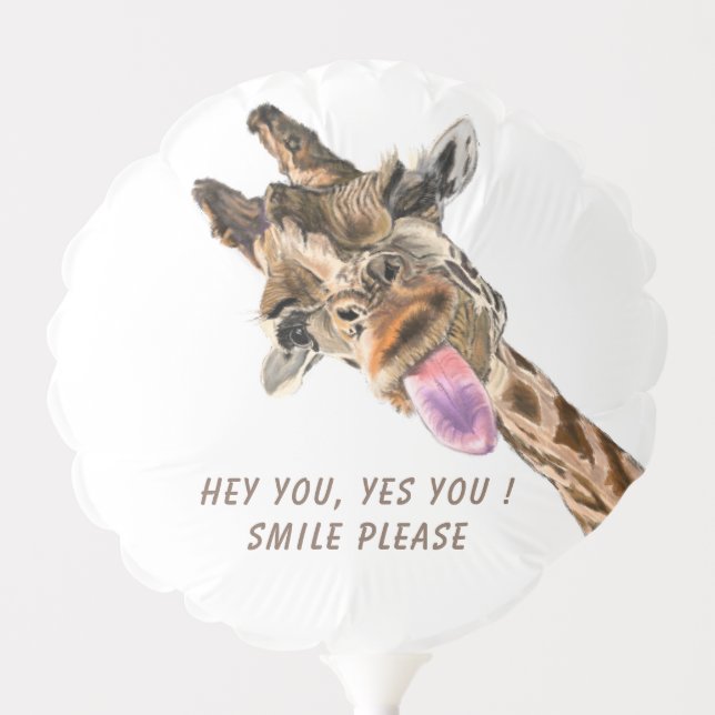 Funny Giraffe Balloon Smile - Custom Text (Front)