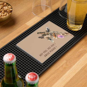 Funny Giraffe Bar Mat with Custom Text and Color