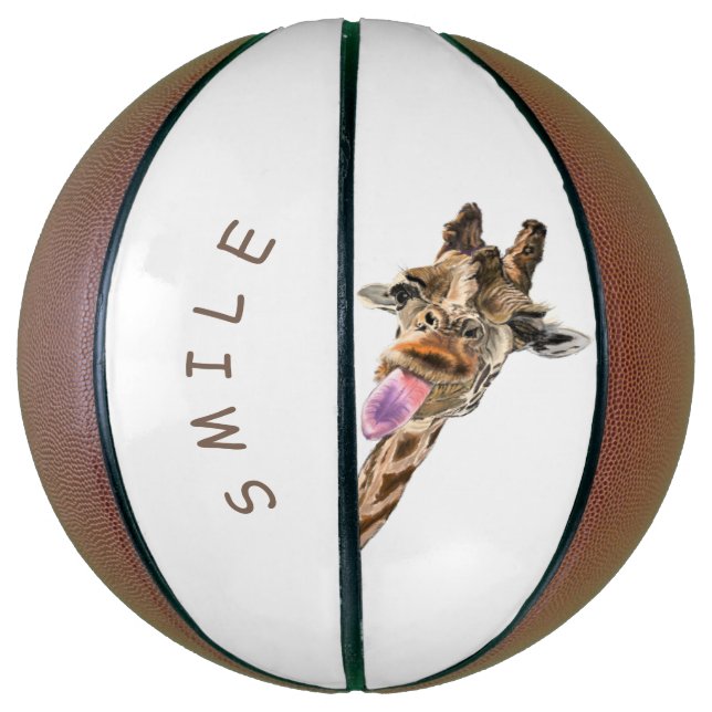 Funny Giraffe Basketball Smile - Custom Text (Vertical)