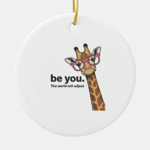 Funny Giraffe Be You Vintage Engraving Shirt Desig Ceramic Ornament