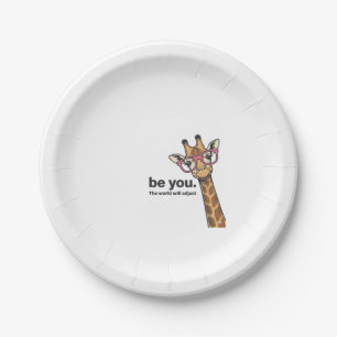 Funny Giraffe Be You Vintage Engraving Shirt Desig Paper Plates