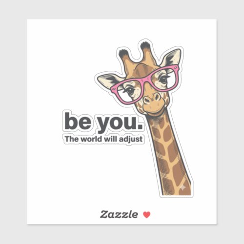 Funny Giraffe Be You Vintage Engraving Shirt Desig Sticker