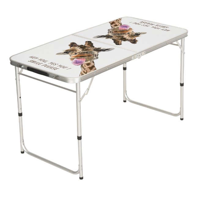 Funny Giraffe Beer Pong Table - Custom Text (Angled)