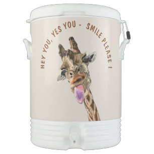 Funny Giraffe Beverage Cooler Smile - Custom Text