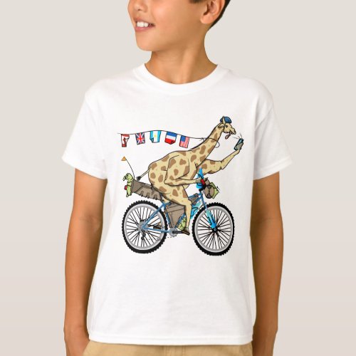 Funny giraffe bikebacking T_Shirt