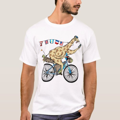 Funny giraffe bikebacking T_Shirt