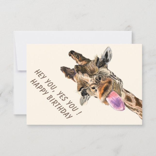 Funny Giraffe Birthday Card (Front)