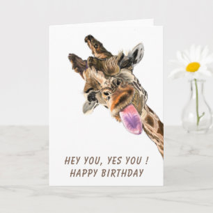 Funny Giraffe Birthday Card - Custom Text