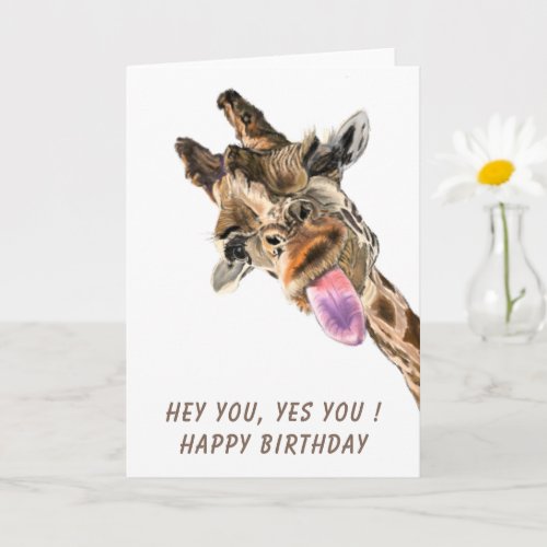 Funny Giraffe Birthday Card _ Custom Text