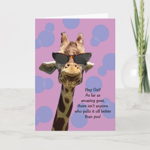 Funny Giraffe Birthday Card for Girl