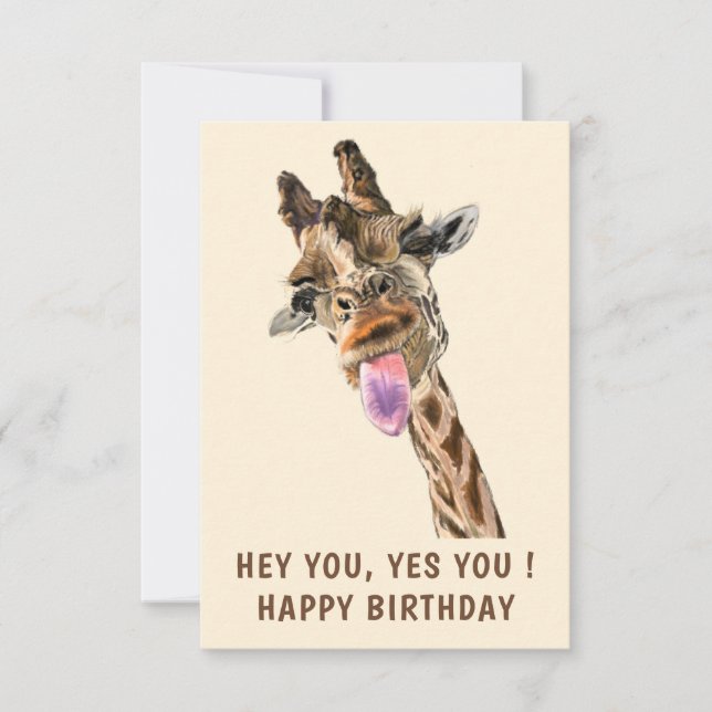 Funny Giraffe Birthday Cards (Front)