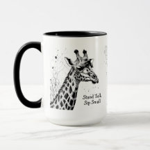 Funny Giraffe Black White Ink Personalized