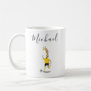 Funny Giraffe Boys Soccer Team Cute Personalized Coffee Mug