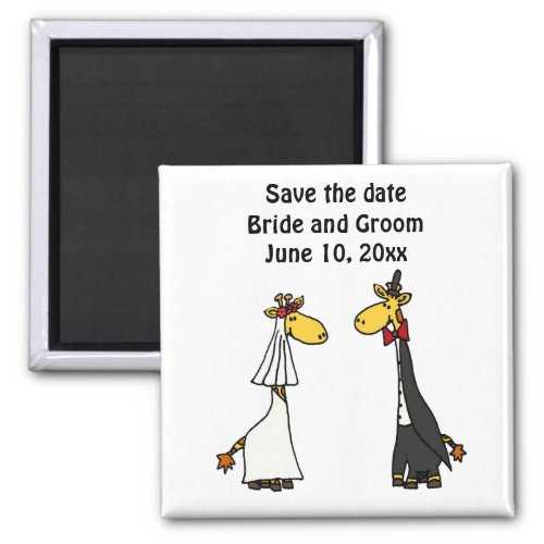 Funny Giraffe Bride and Groom Wedding Art Magnet