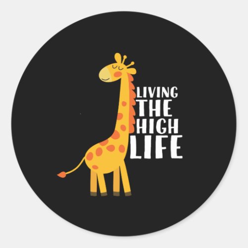 Funny Giraffe Cartoon Living The High Life Classic Round Sticker