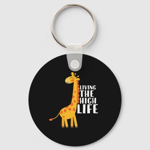 Funny Giraffe Cartoon Living The High Life Keychain