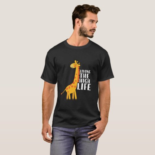 Funny Giraffe Cartoon Living The High Life T_Shirt