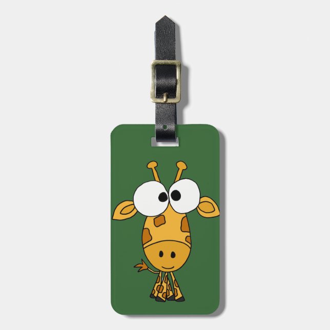 Funny Giraffe Cartoon Luggage Tag (Front Vertical)