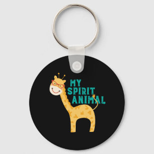 Funny Giraffe Cartoon My Spirit Animal Keychain