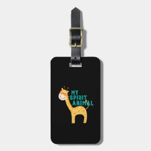 Funny Giraffe Cartoon My Spirit Animal Luggage Tag