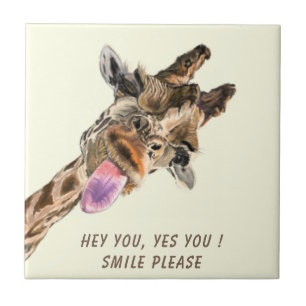 Funny Giraffe Ceramic Tile