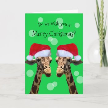 Funny Giraffe Christmas Card by Designs_by_Marianne at Zazzle
