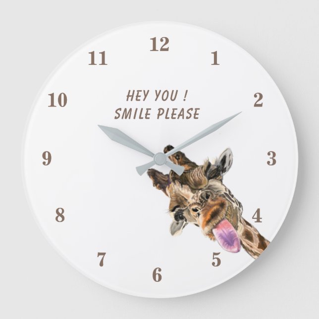 Funny Giraffe Clock - Custom Text (Front)
