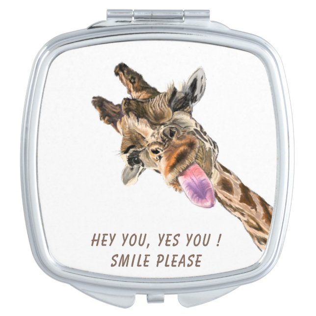 Funny Giraffe Compact Mirror (Front)
