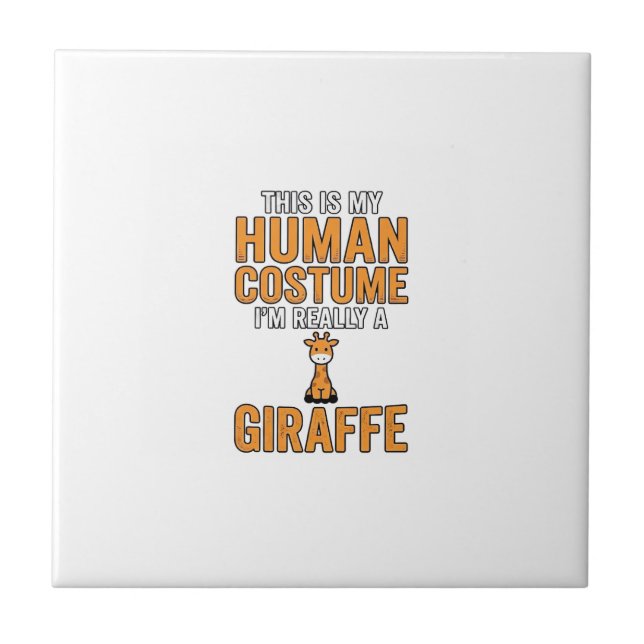 Funny Giraffe Costume Vector Shirt Design_1 Ceramic Tile (Front)