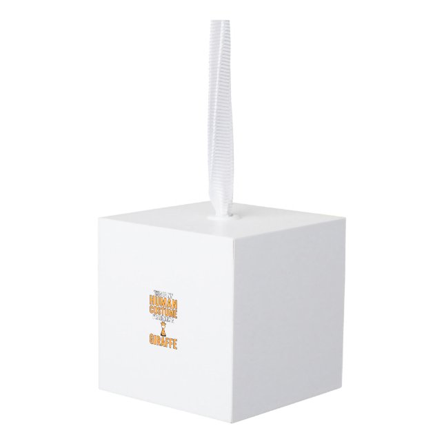 Funny Giraffe Costume Vector Shirt Design_1 Cube Ornament (Back Angled)