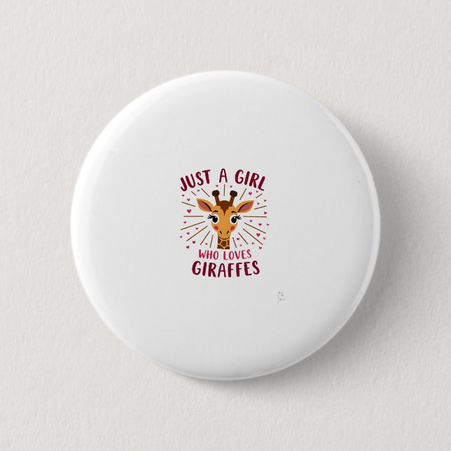 Funny Giraffe Design For Women Girls Safari Giraff Button (Front)