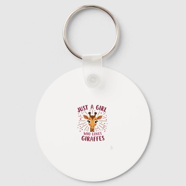 Funny Giraffe Design For Women Girls Safari Giraff Keychain (Front)