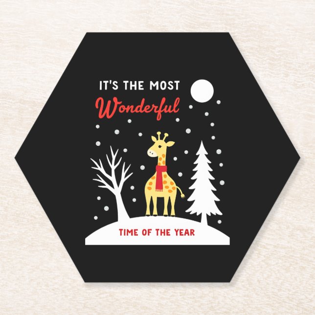 Funny Giraffe Design For Women Girls Safari Giraff Paper Coaster (Front)