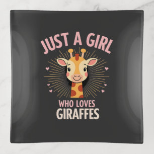 Funny Giraffe Design For Women Girls Safari Giraff Trinket Tray