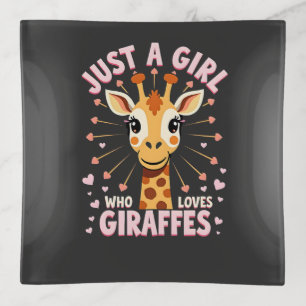 Funny Giraffe Design For Women Girls Safari Giraff Trinket Tray