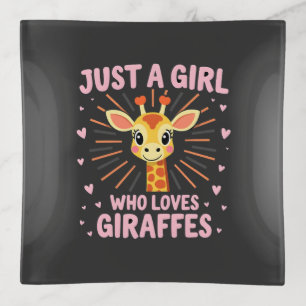 Funny Giraffe Design For Women Girls Safari Giraff Trinket Tray