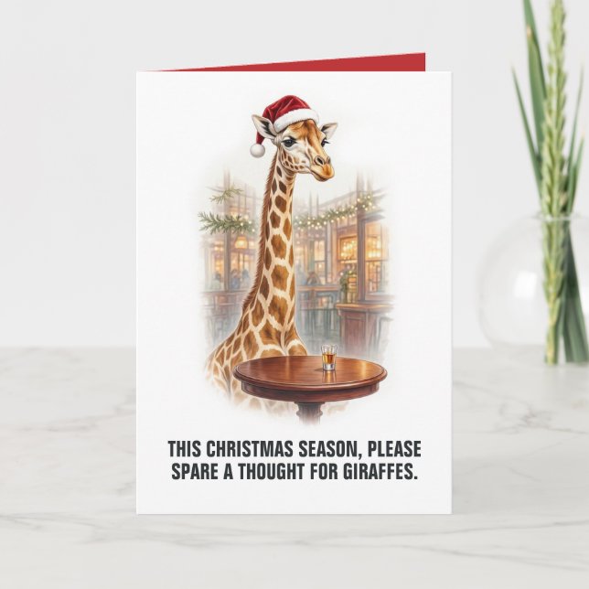 Funny Giraffe Drinking Joke Christmas Card (Front)