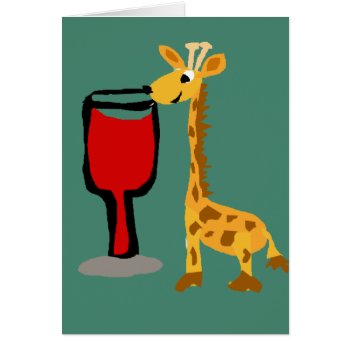 Funny Giraffe Drinking Red Wine Cartoon by patcallum at Zazzle