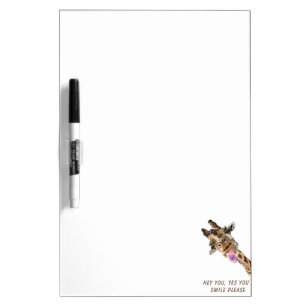 Funny Giraffe Dry Erase Board Smile - Custom Text