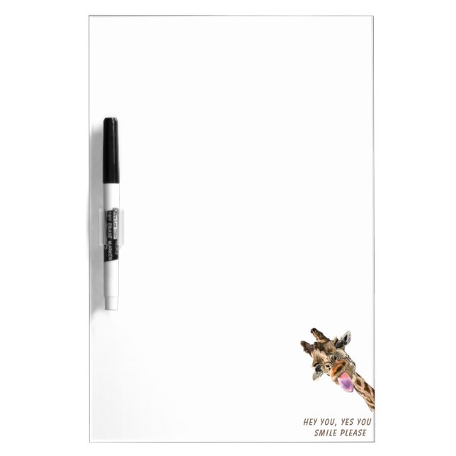 Funny Giraffe Dry Erase Board Smile - Custom Text (Front)