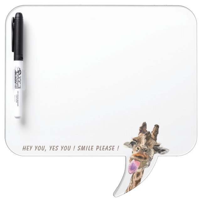 Funny Giraffe Dry Erase Board - Your Text (Front)