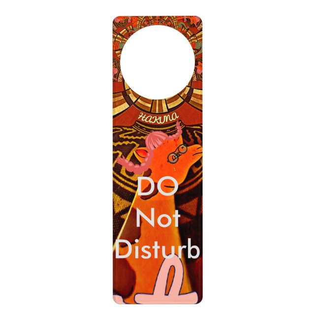Funny Giraffe face creative drawing Door Hanger (Front)
