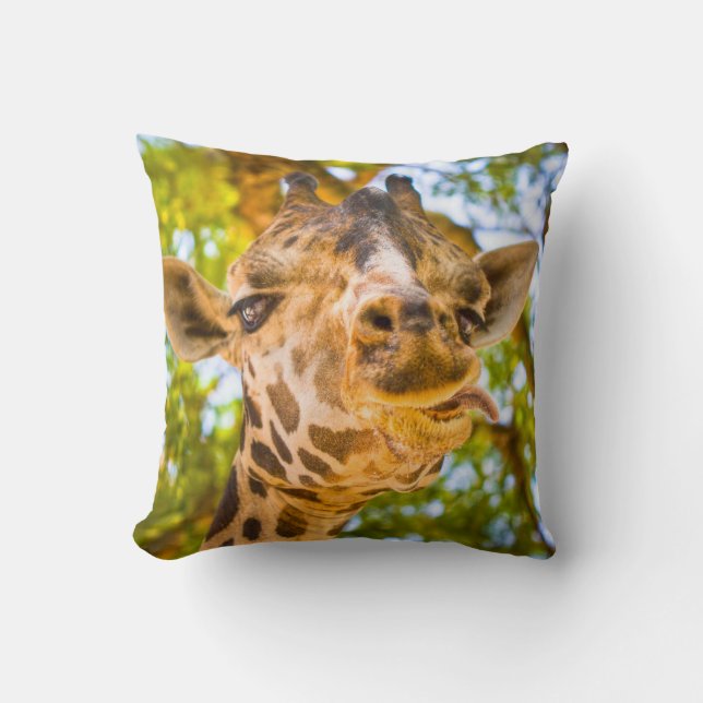 Funny Giraffe Face Throw Pillow (Front)