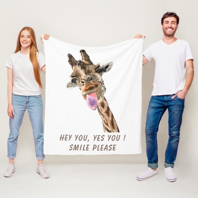 Funny Giraffe Fleece Blanket (In Situ)