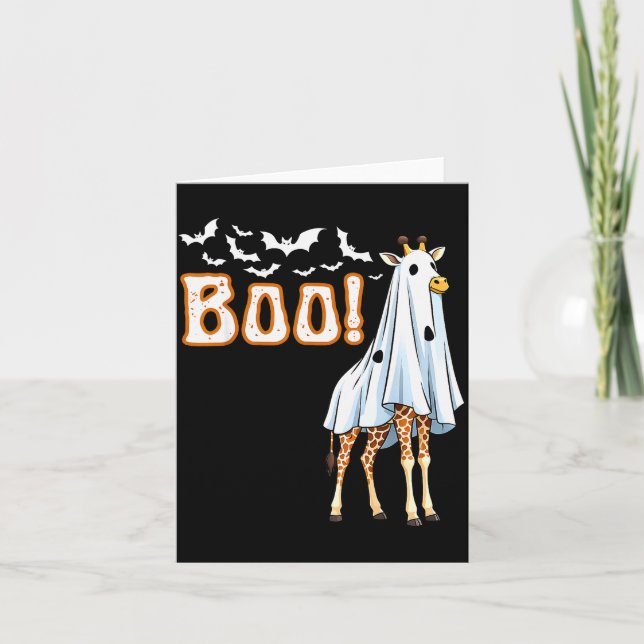 Funny Giraffe Ghost Boo Shirt Cute Animal Hallowee Card (Front)