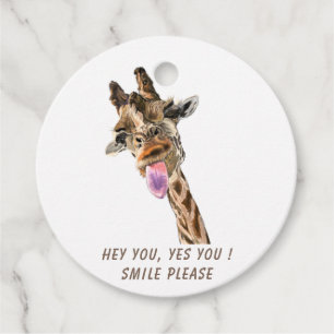 Funny Giraffe Gift Tags Smile - Custom Text