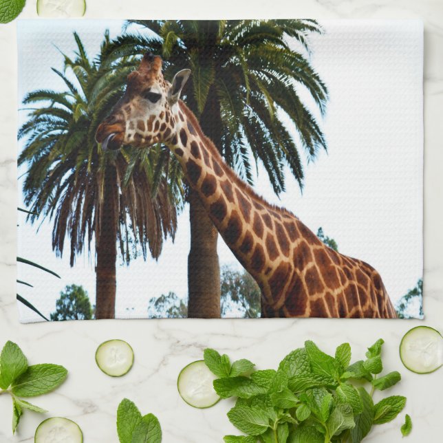 Funny Giraffe Giving A Raspberry, Kitchen Towel (Folded)