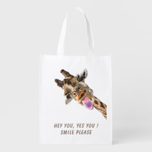 Funny Giraffe Grocery Bag